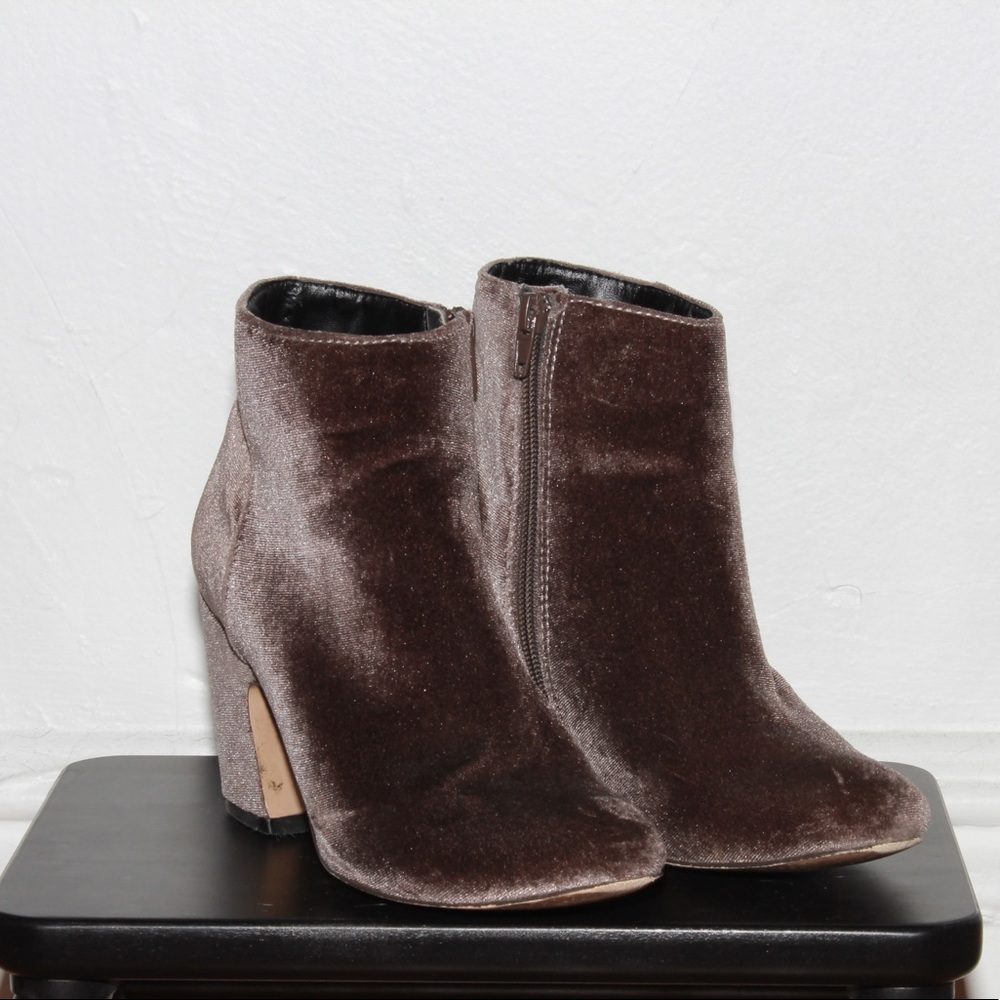 Silver Velvet Booties